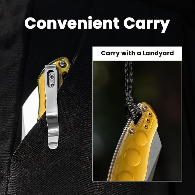 Kizer Towser K Pocket Knife, 3.39 Inches 154CM Steel Blade, Yellow PEI Handle, Folding Knife, EDC Knife, V4593C5