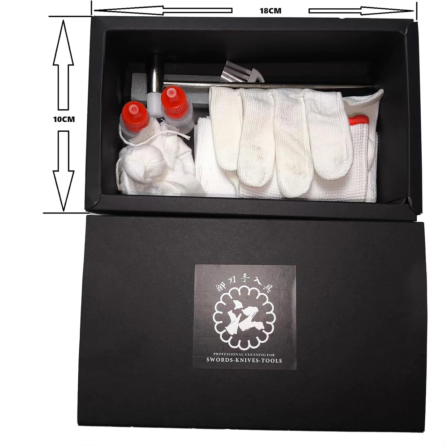 Katana Cleaning Set, Katana Maintenance Kit with Sword Oil, Cleaning Powder, Clean Wiper, Hammer, Brush, Sharpening Stone and Glove, Gift for Men