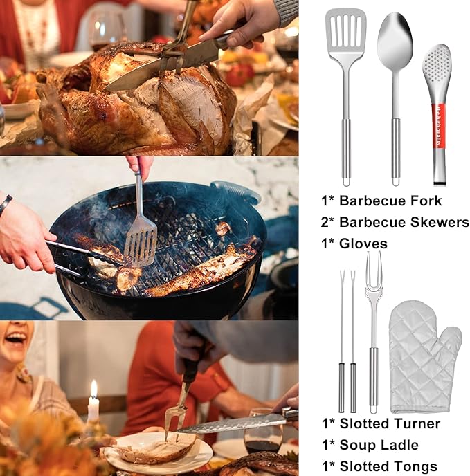 Camping Kitchen Utensil Set Outdoor Kitchen Gear, Outdoor Cooking and Grilling Utensil Travel Set Perfect for Camping Accessories Cooking, RV Camp. Camping, BBQs, Parties and More