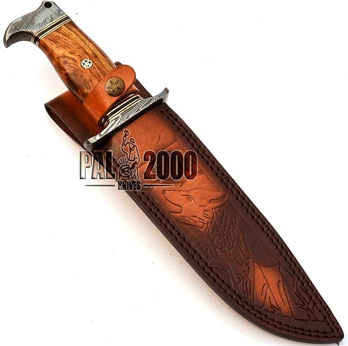 PAL 2000 KNIVES BOW-9660 Custom Handmade Damascus Steel Fixed Blade Hunting Bowie Knife