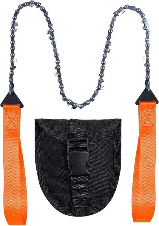 Pocket Chain Rope Saw Portable Hand Saw With Sharp Teeth Blades for Wood Cutting Outdoor Hiking Camping Survival Gear Garden Work With Carrying Pouch