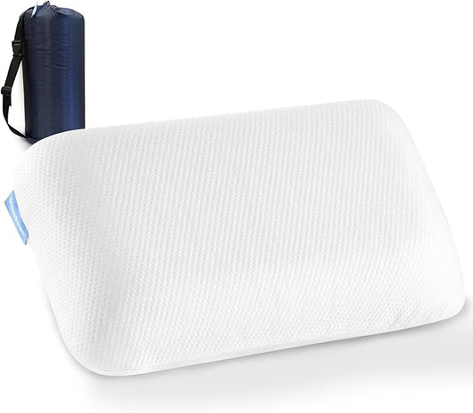 Small Travel Pillow,Memory Foam Travel & Camping Pillow for Adults with Storage Bag,Backpacking, Airplane, Car Travel,Easy to Carry Compact Portable Pillow for Sleeping with Machine Washable Cover