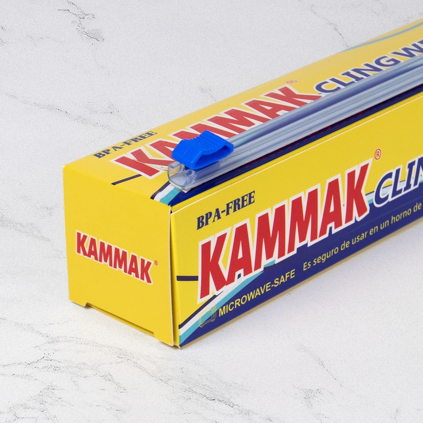 KAMMAK Plastic Wrap with Slide Cutter Food Cling Wrap 12 Inch Kitchen Cling Film BPA-Free Microwave-Safe 300 Ft Roll Food Service Film Quick Cut for Restaurant (2 Pack)