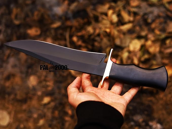 PAL 2000 KNIVES BOW-3157 Custom Handmade D2 Steel Hunting Knife Black Powder Coated Unique Personalized Knife Fixed Blade Tactical Survival Knife with Sheath