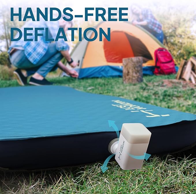 LOSTHORIZON Air & Foam Camping Mattress, Self-Inflating Sleeping Pad, 4.5" Thick, with Air Pump, Cot