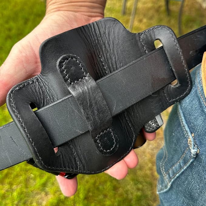 Multitool & Flashlight Holster, Leather EDC Organizer Belt Pouch Fits Multitool, Knife, Flashlight, Keys - Compatible with Heavy Duty Leatherman, Gerber, SOG Multitools