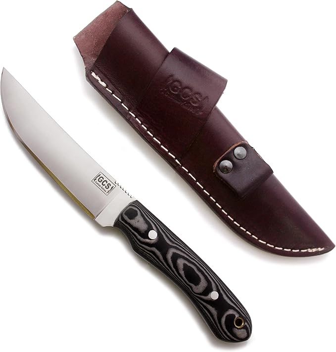 GCS Handmade Micarta Handle D2 Tool Steel Tactical Hunting Knife with leather sheath Full tang blade designed for Hunting & EDC GCS 307