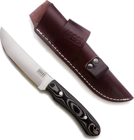 GCS Handmade Micarta Handle D2 Tool Steel Tactical Hunting Knife with leather sheath Full tang blade designed for Hunting & EDC GCS 307