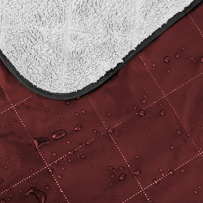 DUKUSEEK Outdoors Waterproof Throw Blanket with Hood, 79”x 59” Sherpa Fleece Stadium Windproof Blankets for Boat, Traveling, Camping, Football, Dogs, Outdoor Sporting Events-Machine Washable