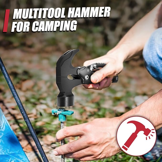 Gifts for Men, 12 in 1 Multitool Hammer, Stocking Stuffers for Men, Camping Accessories Survival Gear, Fathers Day Dad Gifts for Men, Birthday Gifts for Him
