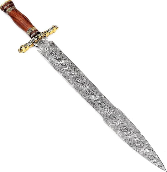 SW-3018 Custom Handmade Damascus Viking Hunting Dagger Sword with Sheath