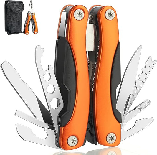 Dad Birthday Gift, Multi Tool, Multitool, Fathers Gifts, Pocket Knife, Multitool Pliers, Camping Knife with Holster and Nylon Sheath for Outdoor, Fishing, Hunting, Hiking by WIWUE GUO