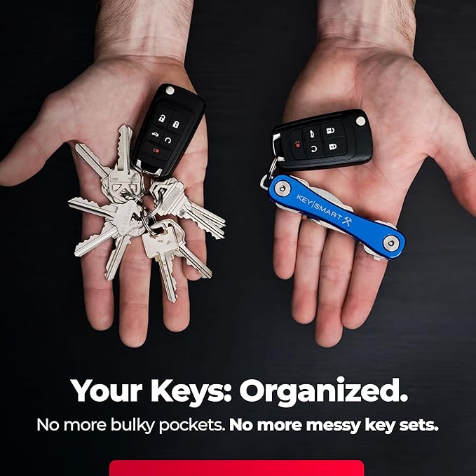 KeySmart Rugged Key Organizer for Men - Compact Multi-Tool Key Holder with Bottle Opener and Pocket Clip (Up to 14 Keys)