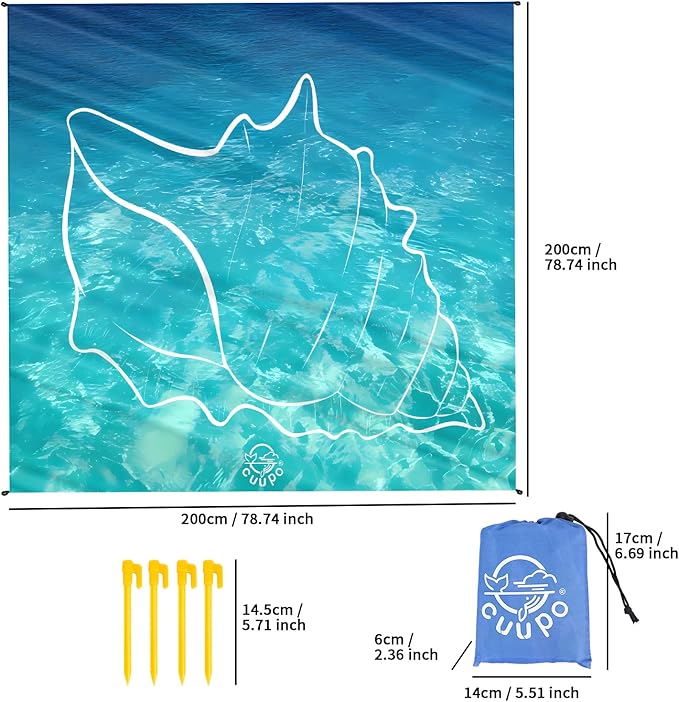 Beach Blanket Sandproof, 3D Printing 79" X 79" for 4-6 Adults Oversized Lightweight Picnic Blanket Portable Compact Quick Drying Picnic Mat for Outdoor Camping Hiking Travel