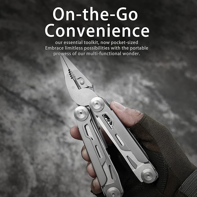 ARES Series 15-P Pocket Size Multitool with Premium Stainless Steel Pliers, Short Dagger, Black Luxury Gift Box