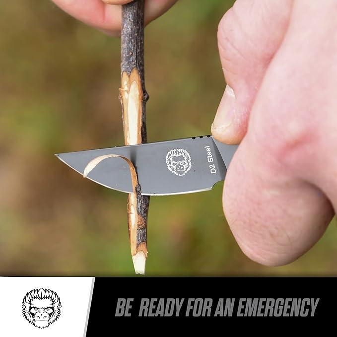 Holtzman's Gorilla Survival 'Scalpel' Fixed Blade Utility Knife with D2 Sheath, Belt Clip (Grey)