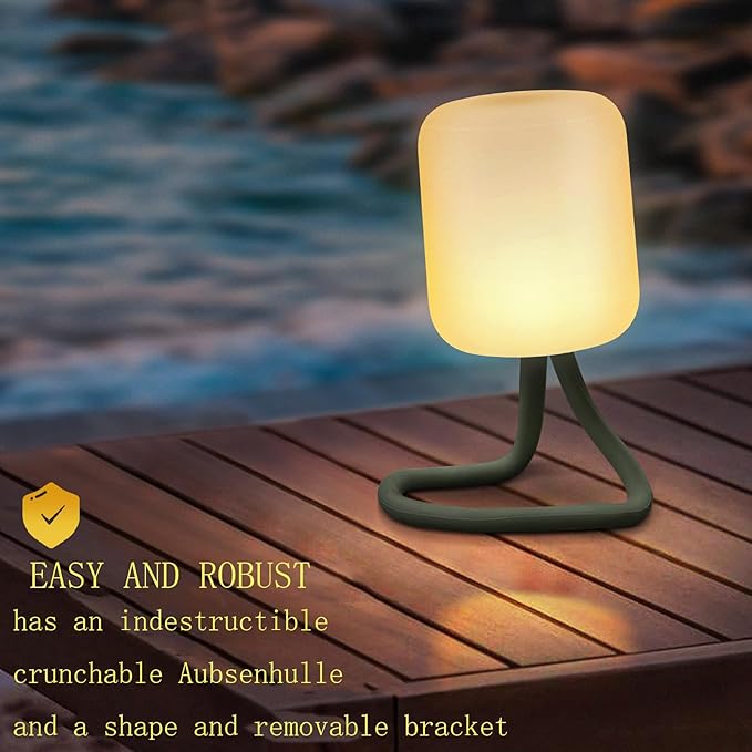 Himmel Camping Lamp,Portable Outdoor Lamp for Hanging,Standing and Mounting,Warm or White Lighting Camping Lamp,Rechargeable Hang Lampe Outdoor,Table lamp for Living Room and Bedroom (Gray)