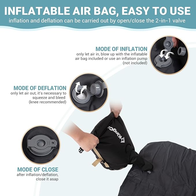 KingCamp Ultrathick Self-Inflating Camping Mat - 4" Memory Foam Sleeping Pad for Backpacking, Traveling, Hiking, Car Camping - Lightweight 4-Season Camping Mattress