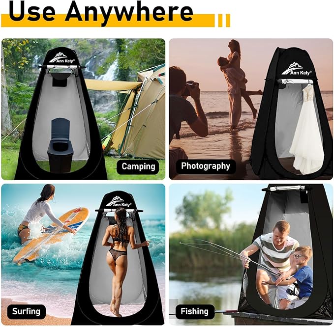 Portable Toilet with Pop Up Privacy Tent,XL Large Portable Toilet for Adults, Outdoor Camping Shower Tents Changing Room Emergency Folding Toilet Tent Kit with Carry Bag for Camping/Hinking…