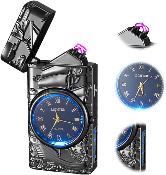 Electric Lighter USB Rechargeable with led Display Cool Lighter with Clock dial 【Blind Box】