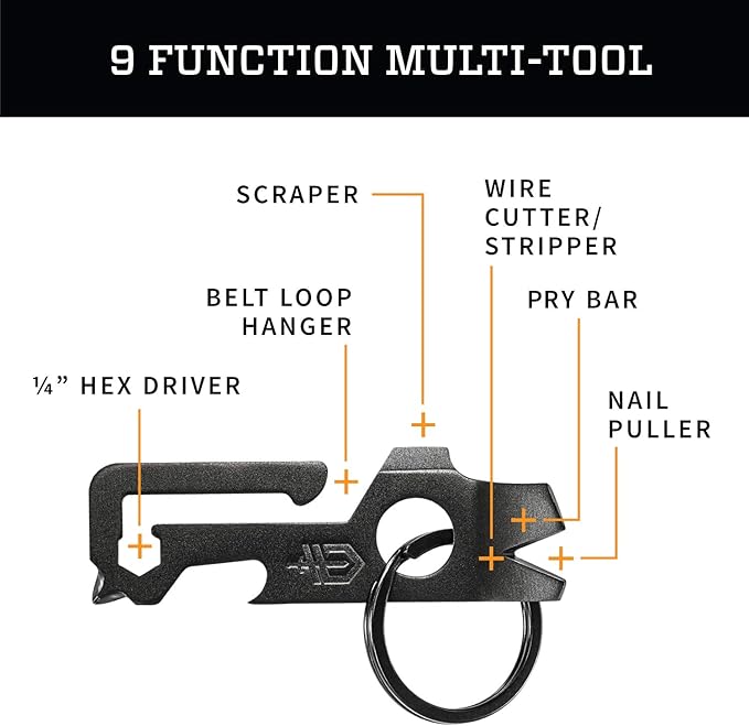 Gerber Gear Mullet Keychain - Multi-Tool Keychain with Pry Bar, Bottle Opener, and Wire Stripper - EDC Gear and Equipment - Black