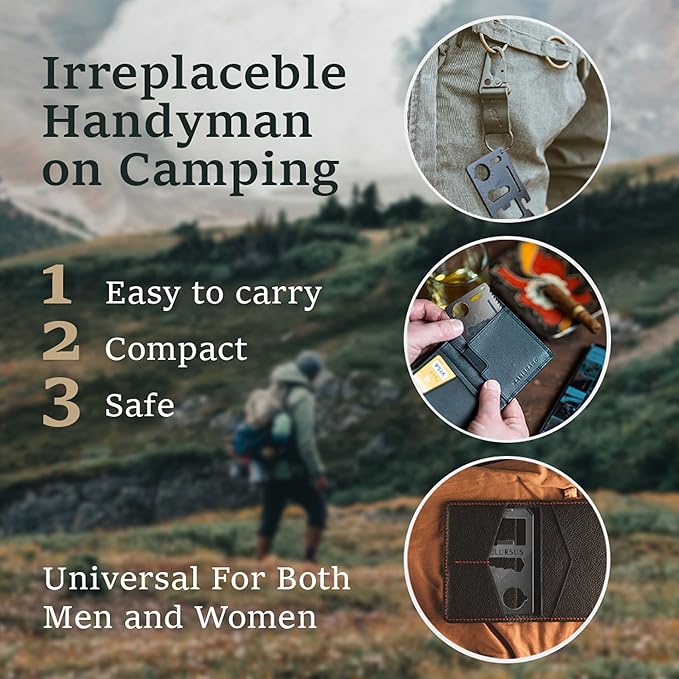 Multitool Wallet Pocket Card - Multi-Tool Survival Camping Kit - Credit Card Size Multipurpose Bottle Opener, Can Opener, Pocket Knife, Lock pick - Best Gift for Men - 14 in 1-20 Pack