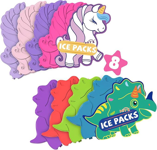 HiYZ Slim Ice Packs for Lunch Boxes - Reusable Kids Ice Packs - Quick Freeze, Space Saving, Long-Lasting Cooler for Lunch Box, Thin Ice Packs Ideal for Travel, Picnics, and School