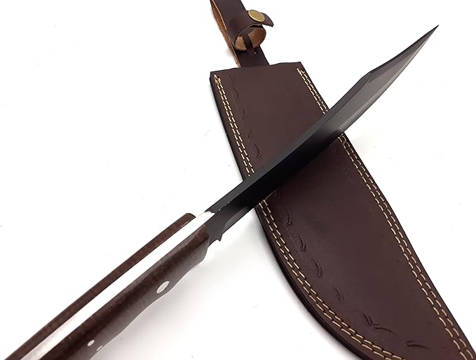 Nooraki BK352 Handmade Fixed Blade Hunting Knife with Leather Sheath, Multipurpose Knife with Micarta Full Tang Handle for Everyday Carry, Outdoor Camping & Hunting, 15" Length