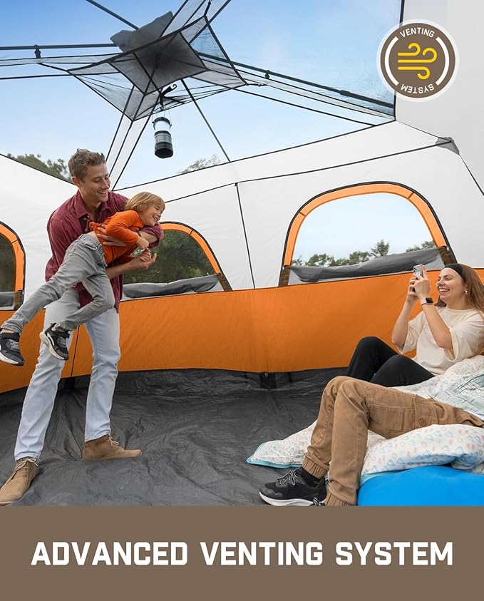 FanttikOutdoor Camping Tent 4/6/8/10 Person Instant Cabin Tent Setup in 60 Seconds with Rainfly & Windproof Portable with Carry Bag for Family Camping & Hiking