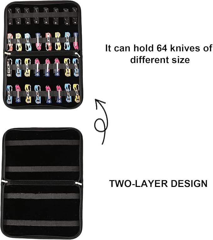 Knife Display Case, Pocket Knife Case with 32 Slots, Folding Knife Holder, Small Knife Storage Organizer, Knives Roll Collection Pouch Carrier Bag for Survival Tactical Outdoor for EDC Mini Knife