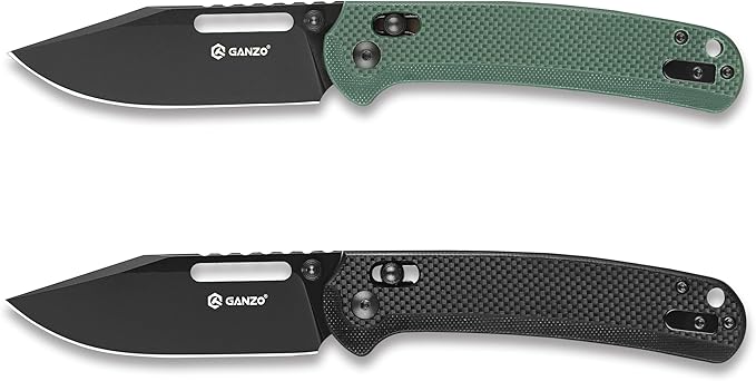 Ganzo G768PT-GB EDC Folding Pocket Knife Razor Sharp D2 Stainless Steel Black Blade G10 Handle with Clip Outdoor Foldable Pocket Knife Hunting Fishing Hiking Gear Best Gift for Men (Green)