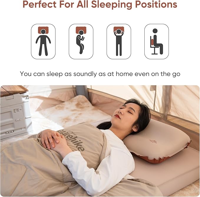 Naturehike Camping Pillow with Memory Foam, Self-Inflating Portable Pillow, Camping Essentials, Ergonomic for Neck Support, Travel Pillows for Camping, Airplanes, Hiking, Backpacking, Hammock