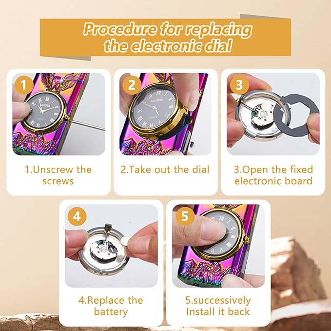 Gifts for Him Electric Lighters Rechargeable Windproof Arc Plasma Lighter Unique Lighter with Watch dial,Gifts for Men（Color）