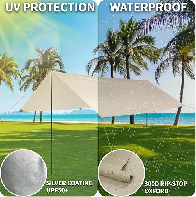 DANCHEL OUTDOOR B2I Waterproof Inflatable Camping Tent with Stove Jack for 1-3 Person, No Center Pole Portable Blow up Galmping Yurt with Pump, 300D Oxford Polyester Bell Tent Hiking, 29lbs, 3m