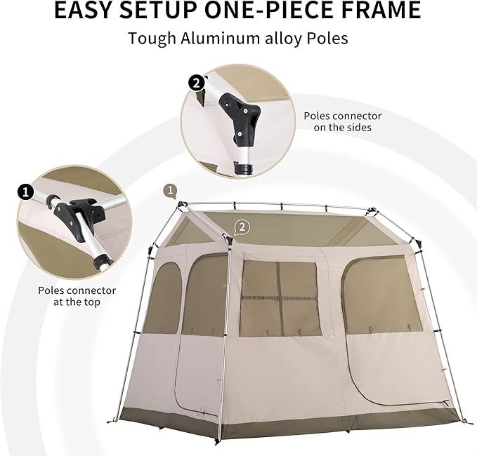 Naturehike Village Camping Tent,4/6/8 Person Tents for Camping, 60S Easy Setup Instant Tent for Family Camping, Car Camping