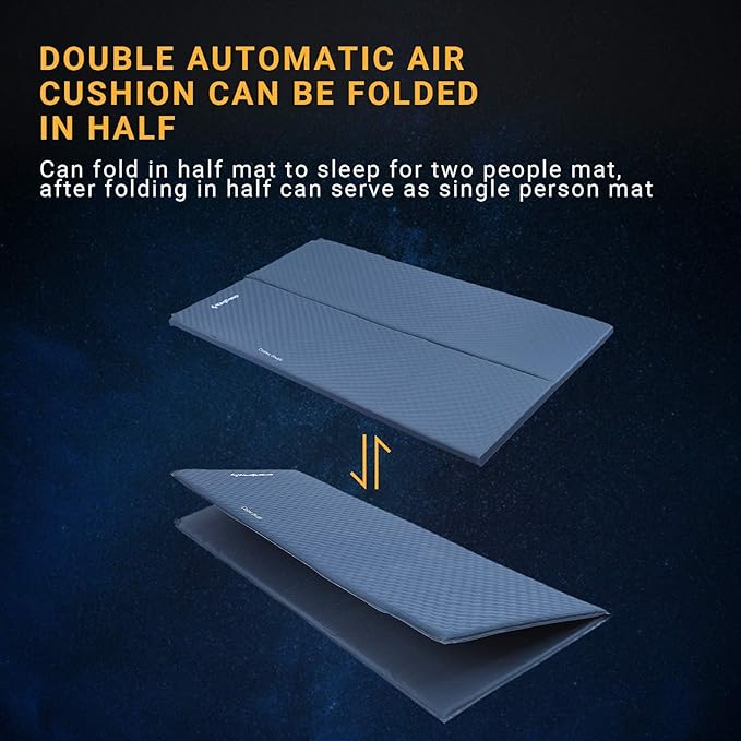 KingCamp Self-Inflating Camping Sleeping Pad for 2 Adults Foldable Foam Sleeping Pad for Single and Double Camping & Travel Outdoors