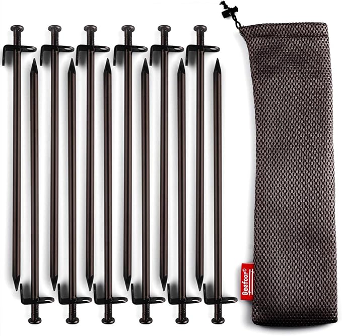 Heavy Duty Steel Tent Stakes - Tarp Pegs Camping Stakes for Outdoor Camping Canopy and tarp, 12 inch 12PC Pack