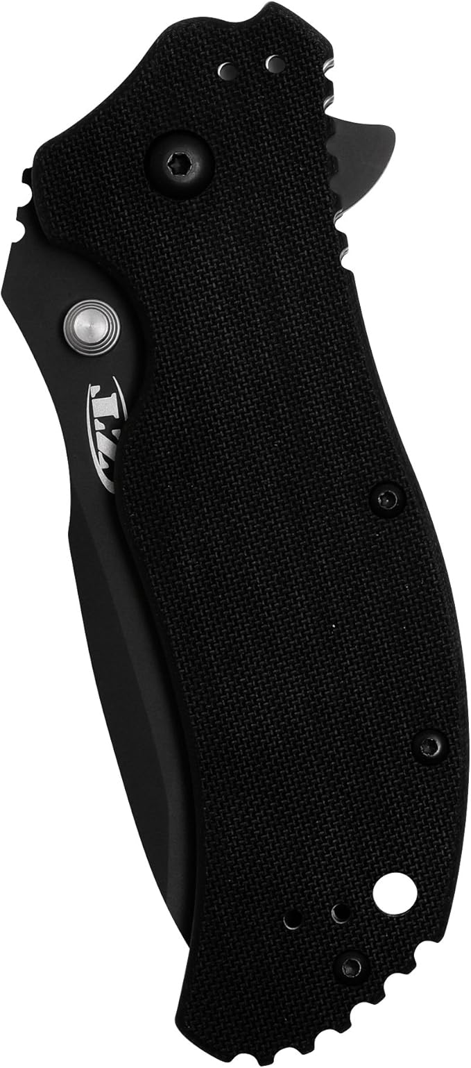 Zero Tolerance 0350 Folding Pocket Knife; 3.25” S30V Stainless Steel Blade with Black Tungsten DLC Finish; Textured G-10 Handle Scales, SpeedSafe Assisted Opening, Liner Lock, Quad-Mount Clip; 6.2 OZ.