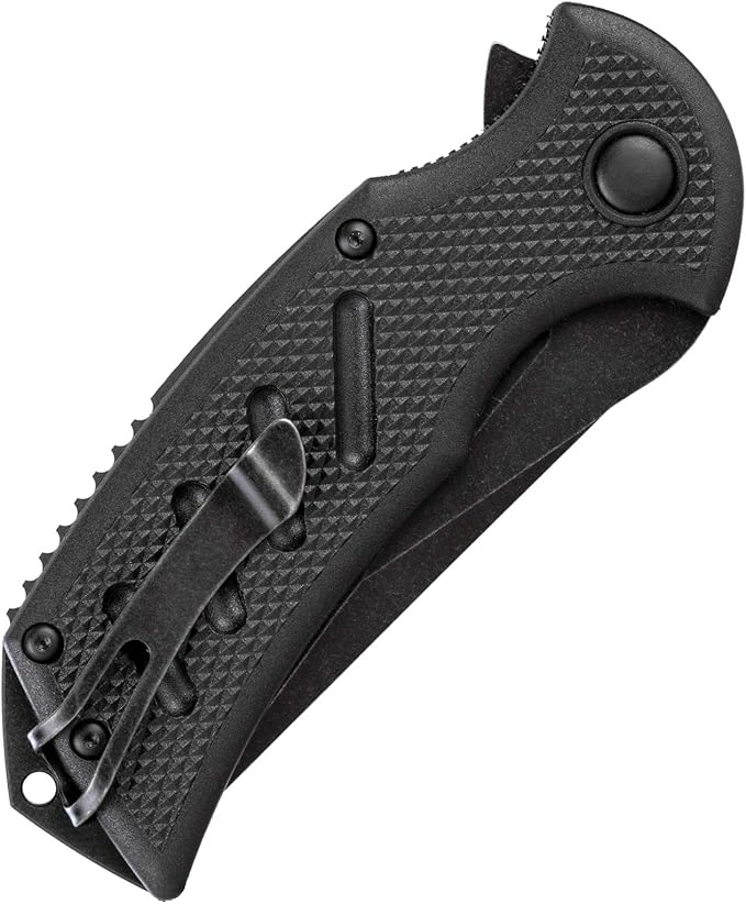 Steel Will Knives Censor F13-A3B: 3.5" D2 Clip Point Black Stonewash Blade, Liner Lock, Black FRN Handle, Black G10 Spacer