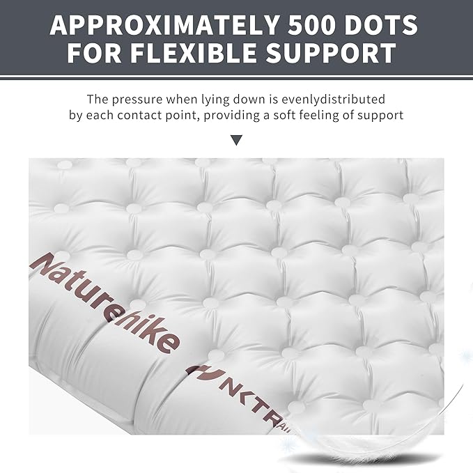 Naturehike 1.76LB Ultralight Self Inflating Sleeping Pad, Patchworkable Sleeping Mat with 8.8 R-Value for Camping, Hiking, Climbing with Inflatable Bag, Grey Rectangular