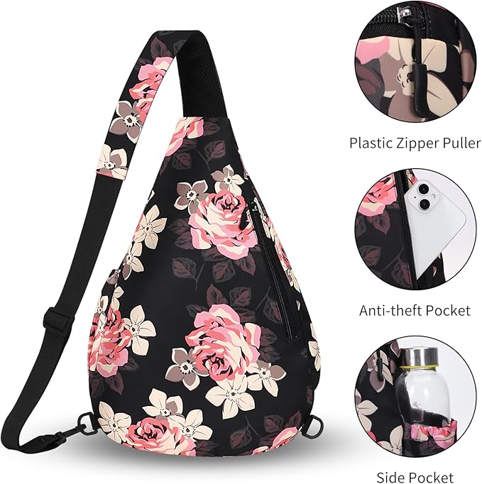 HUA ANGEL Crossbody Sling Bag for Men & Women Lightweight Waterproof Chest Shoulder Bag for Travel Hiking & Everyday Use