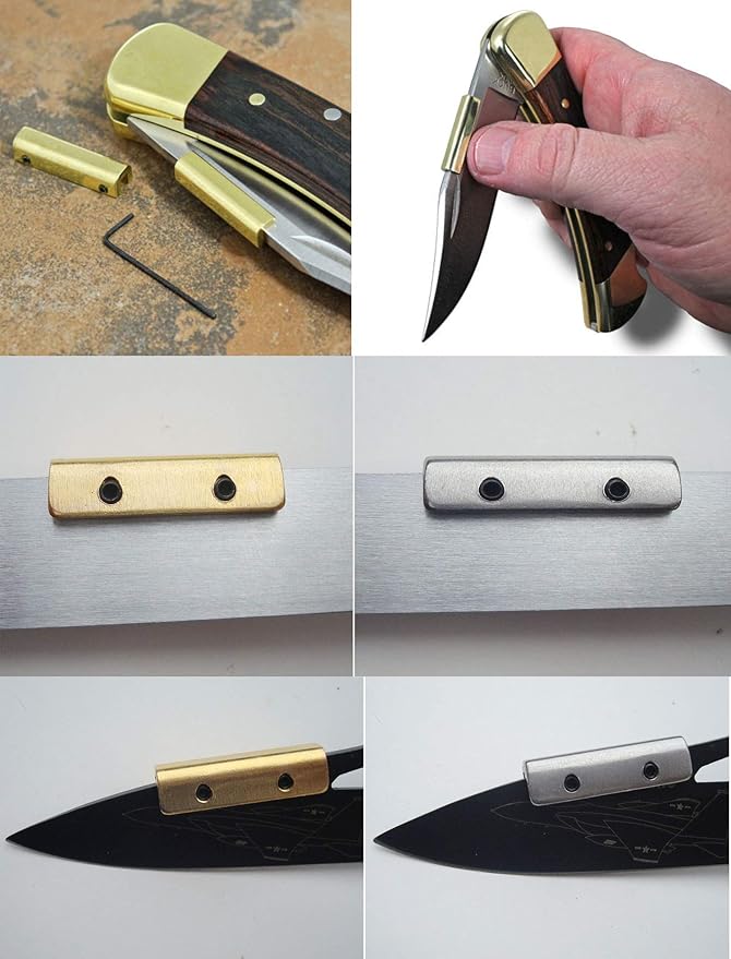 Pocket Folding Knives Thumb Bars,Universal Replacement Thumb Studs Button for Folding Hunting Knives Thickness 2.0mm to 3.2mm, Pack of 2 Sets (Stainless Steel)