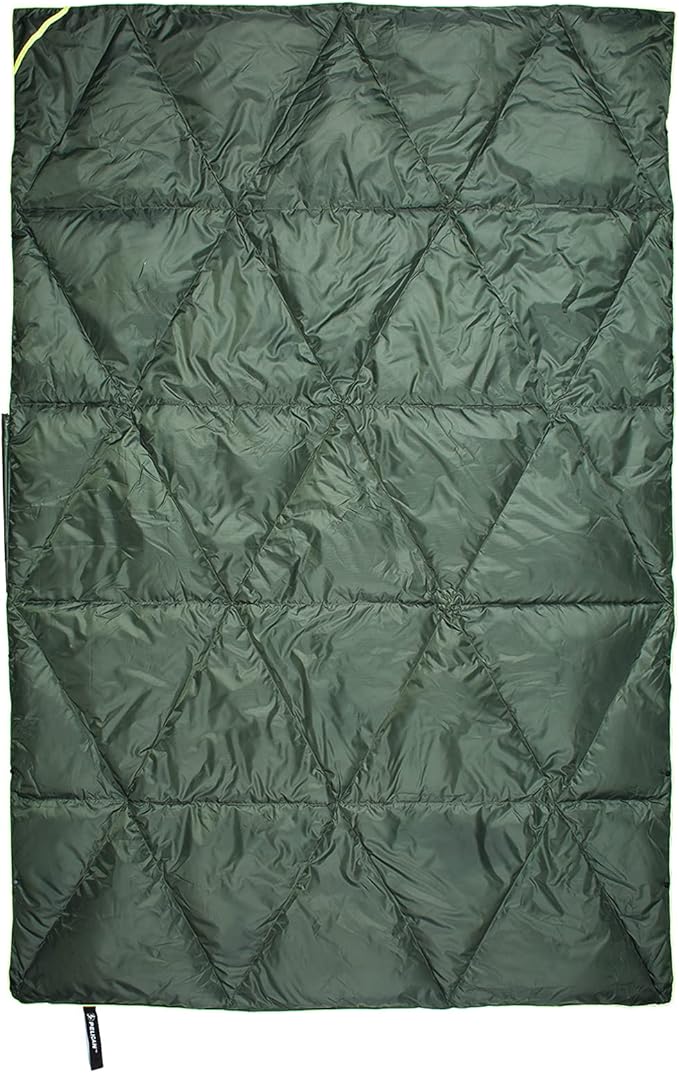 Pelican Outdoor Woobie Camping Accessories - Blanket - Poncho Liner w/Carry Bag - [Water Resistant] [600 Duck Down Fill] - Light, Soft, Warm Travel Blanket - Camping Gifts for Hiking, Picnic - Olive