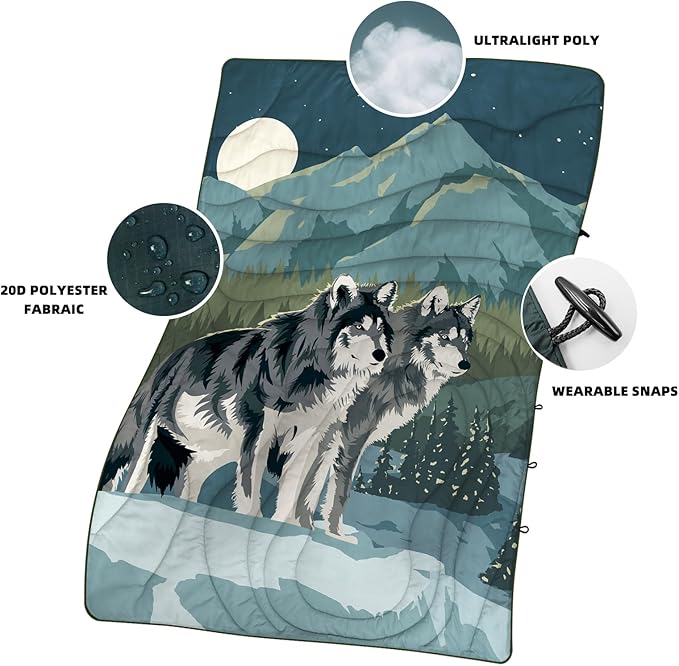 Outdoor Puffy Camping Blanket, Lightweight Windproof Warm Stadium Blanket, Packable Travel Camping Quilt for Cold Weather，Hiking, Backpacking,Sleeping, Hammock, Adventure 56"x 40"