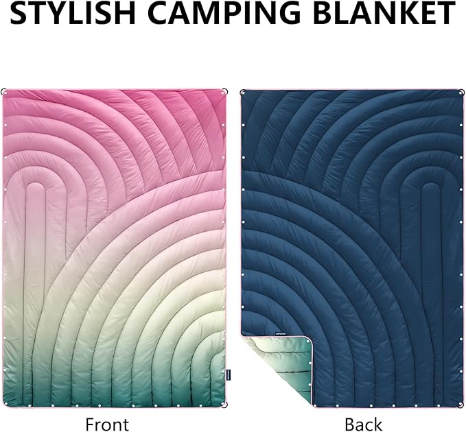 Camping Blanket,Packable Down Alternative Puffy Printed Camping Blanket Lightweight Outdoor Blanket for Camping,Traveling, Stadium, Hiking, Picnics