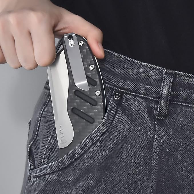 Kizer Pocket Knives, Sheepdog XL C01C Folding Knife with Clip, Tactical Survival Knife with G10 Carbon Fiber Handle, EDC Hunting Knife V5488C3