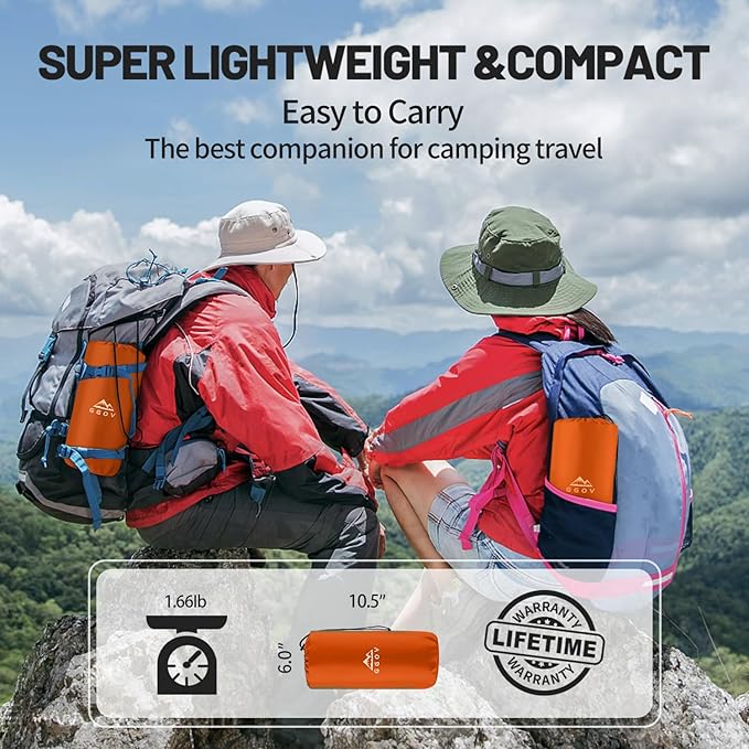 Sleeping Pad for Camping, Lightweight Waterproof Camping Air Mattress with Built-in Pump Camping Bed for Backpacking Gear, Hiking, Tent, Traveling Orange