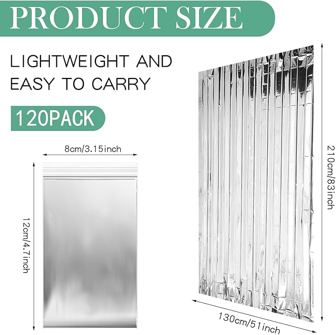 120 Pack Emergency Foil Thermal Blankets Silver Foil Survival Blanket Space Blanket Survival Kit for Outdoors, Camping, Hiking, Homeless, Survival or First Aid, Silver
