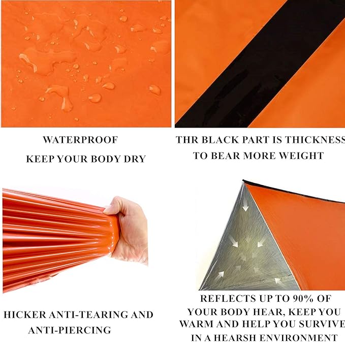 Emergency Tent, 2 Person Tube Tent Survival Shelter, Ultralight Survival Tent Emergency Shelter Use as Survival Gear Space Blanket for Camping, Hiking