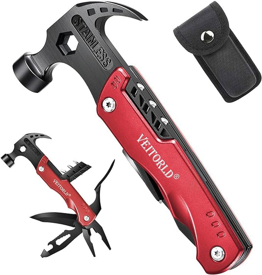VEITORLD Gifts for Men Women, Anniversary Birthday Gifts Ideas for Dad Grandpa Him Husband, All in One Tools Hammer Multitool, Camping Accessories Survival Gear, Unique Fishing Hunting Tools Gifts